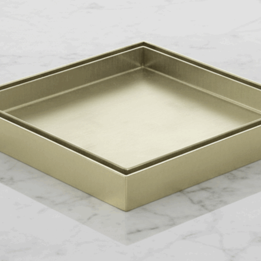 Sedek - Kano 120x90mm Tile Insert Floor Waste SS316 - Brush Gold - KANO-120-316-90BG
