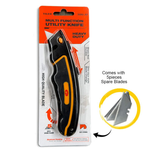 Tiler Multi Function Utility Cutter Knife & 5 Spare Blades