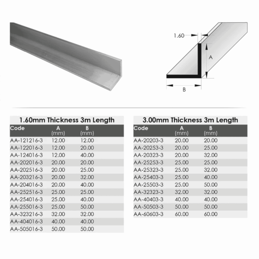 Aluminium Angle 1 - 2 M L Profile Anodised Silver Aluminium Angle