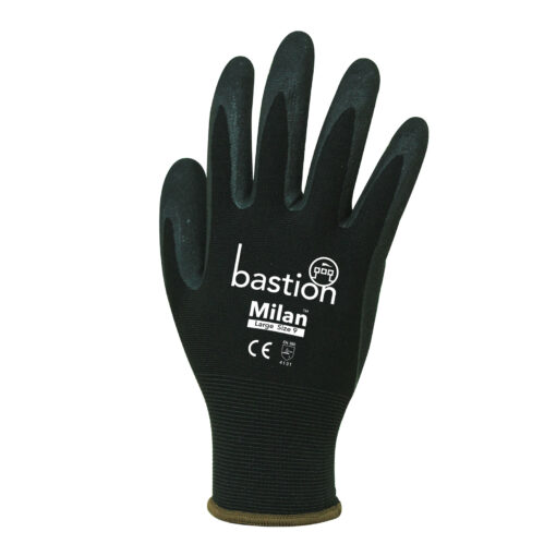 Milan Black Nylon Gloves Black Sandy Foam Nitrile Coating Ctn/120 Pairs