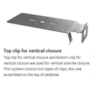 Tile Pedestal 304 S/S Side Closure - Top Clip