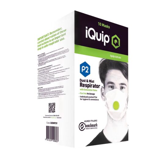 Iquip - Dust & mist mask Flat Fold P2 With Valve 10 pcs - 32DMP2V